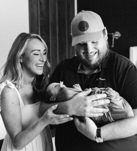 Luke Combs with his wife, Nicole Hocking and their son.